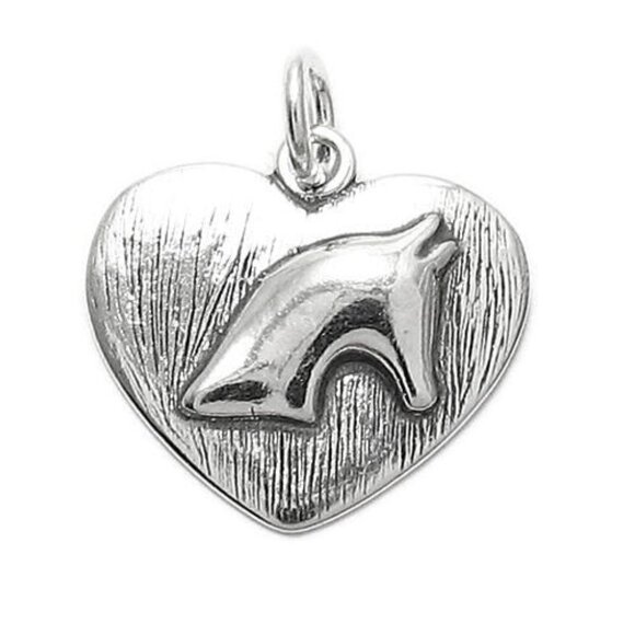 HORSE'S HEAD IN HEART CHARM IN STERLING SILVER. - Picture 1 of 2